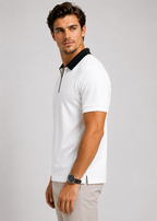 White Zipper Polo